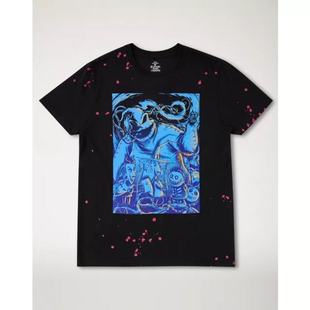DISNEY The Nightmare Before Christmas Bleach Splatter Oogie Boogie T Shirt Large